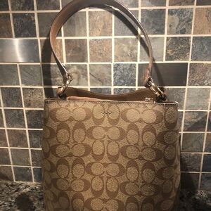 Coach Bucket Bag 91512 Brown/Khaki Signature Coach Canvas